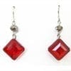 earrings with square cut red crystals