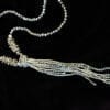 LONG GRAY BLACK DIAMOND GLASS BEADED TASSEL NECKLACE - Image 4
