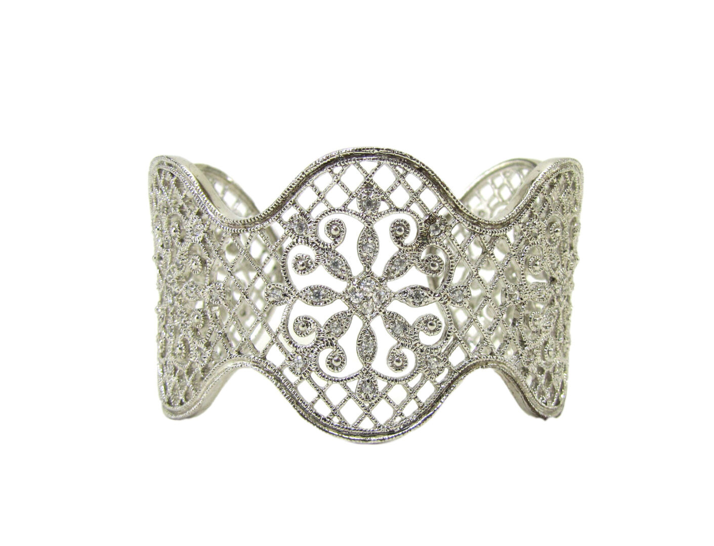silver bangle with intricate design