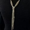 LONG GRAY BLACK DIAMOND GLASS BEADED TASSEL NECKLACE - Image 2