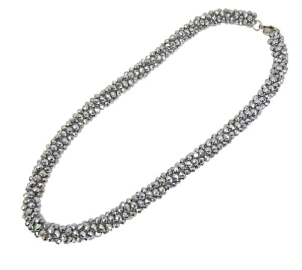 necklace with clustered silver beads