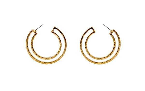 golden earrings with geometric design