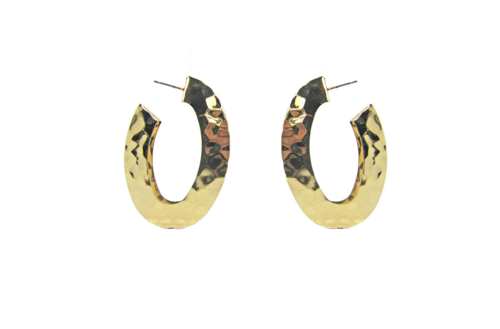 c-shaped earrings with pounded metal texture