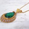 GREEN CRYSTAL TEARDROP PENDANT NECKLACE - Image 3
