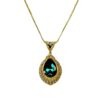 GREEN CRYSTAL TEARDROP PENDANT NECKLACE