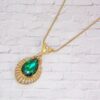 GREEN CRYSTAL TEARDROP PENDANT NECKLACE - Image 6