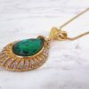 GREEN CRYSTAL TEARDROP PENDANT NECKLACE - Image 9