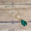 GREEN CRYSTAL TEARDROP PENDANT NECKLACE - Image 10