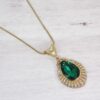 GREEN CRYSTAL TEARDROP PENDANT NECKLACE - Image 8