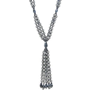 knotted necklace with silver beadwork