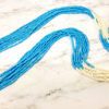 LONG TURQUOISE & WHITE SEED BEAD MULTI STRAND NECKLACE - Image 12