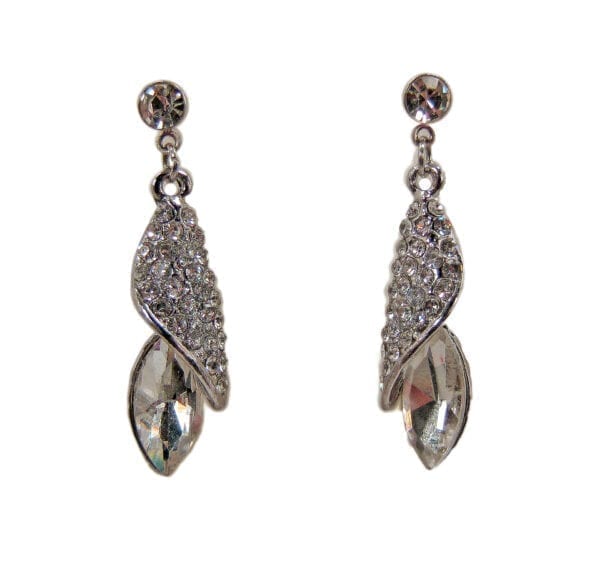silver earrings with white crystal