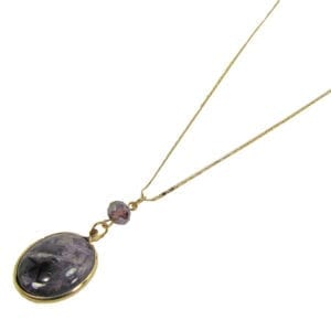 necklace with round smoky gem pendant