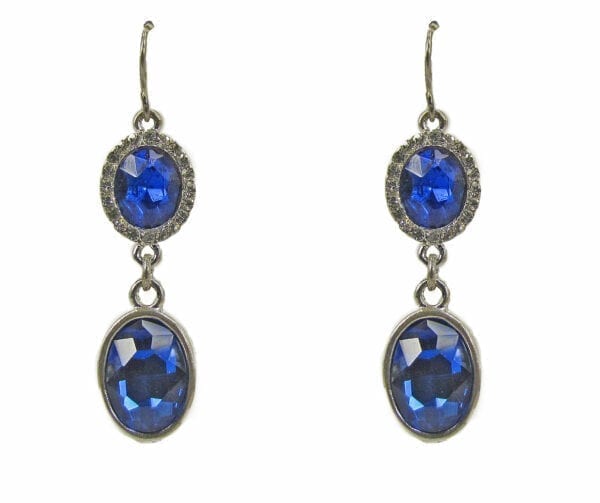earrings with two deep blue oval gems each