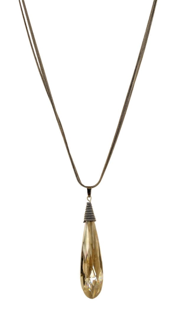 necklace with elongated brown crystal