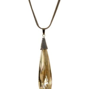 necklace pendant with elongated brown crystal