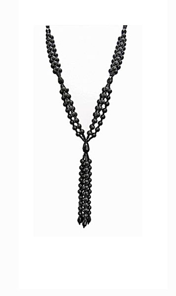 layered necklace with black beadwork
