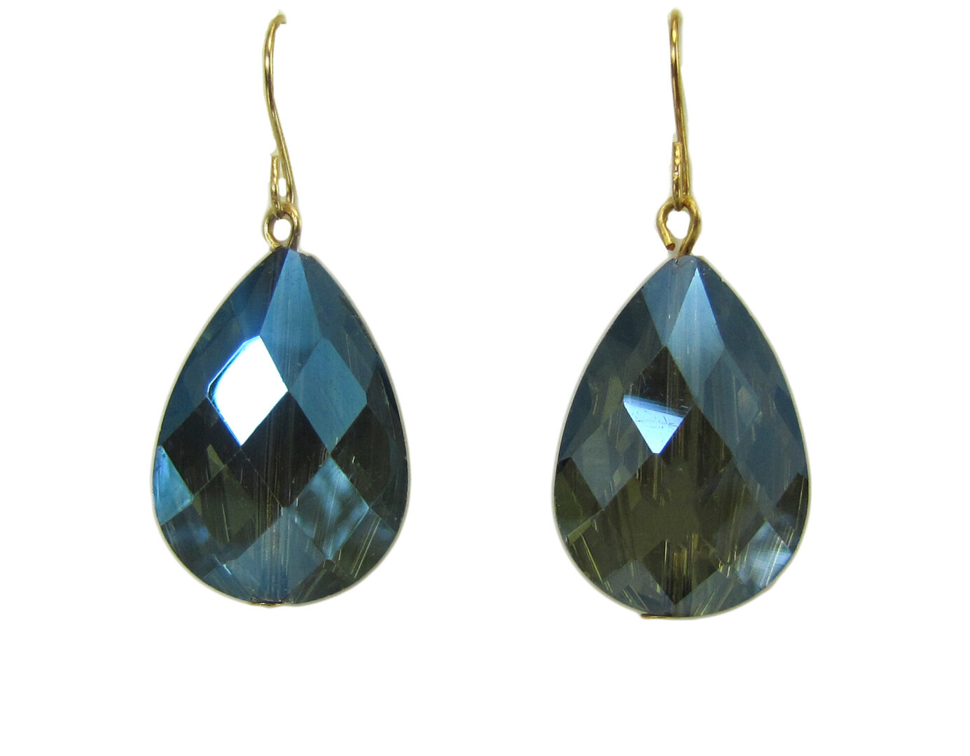 earrings with dark blue teardrop gem