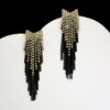 CRYSTAL BOW AND CHAIN FRINGE EARRINGS - Image 2