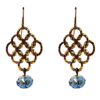 OPEN LATTICE LINK EARRINGS WITH BLUE GLASS BEAD