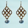 OPEN LATTICE LINK EARRINGS WITH BLUE GLASS BEAD - Image 5