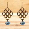 OPEN LATTICE LINK EARRINGS WITH BLUE GLASS BEAD - Image 2