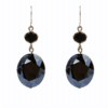 BLACK GLASS DOUBLE BEAD EARRINGS