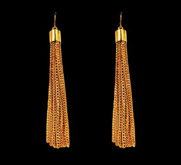 GOLD FRINGE CHAIN EARRINGS - Image 4