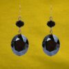 BLACK GLASS DOUBLE BEAD EARRINGS - Image 2