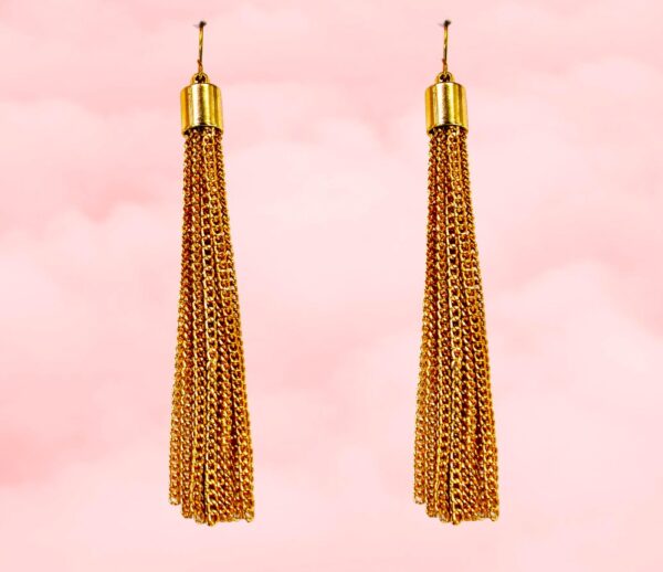 GOLD FRINGE CHAIN EARRINGS - Image 6