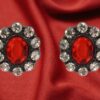 RED AND CLEAR OVAL CRYSTAL EARRINGS - Image 3