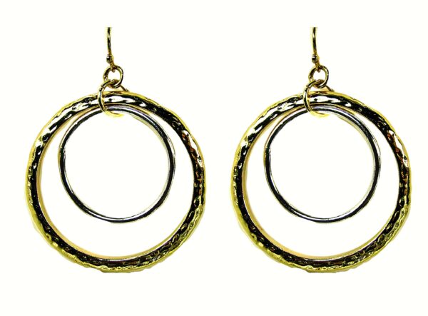 SILVER AND GOLD DOUBLE HOOP EARRINGS - Image 4