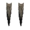 CRYSTAL BOW AND CHAIN FRINGE EARRINGS