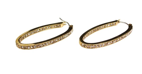 GOLD OVAL CRYSTAL HOOP EARRINGS - Image 10