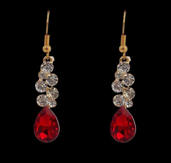 RED CRYSTAL TEARDROP EARRINGS - Image 5