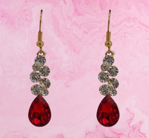 RED CRYSTAL TEARDROP EARRINGS - Image 3