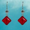 RED AND GRAY GLASS BEAD EARRINGS - Image 5