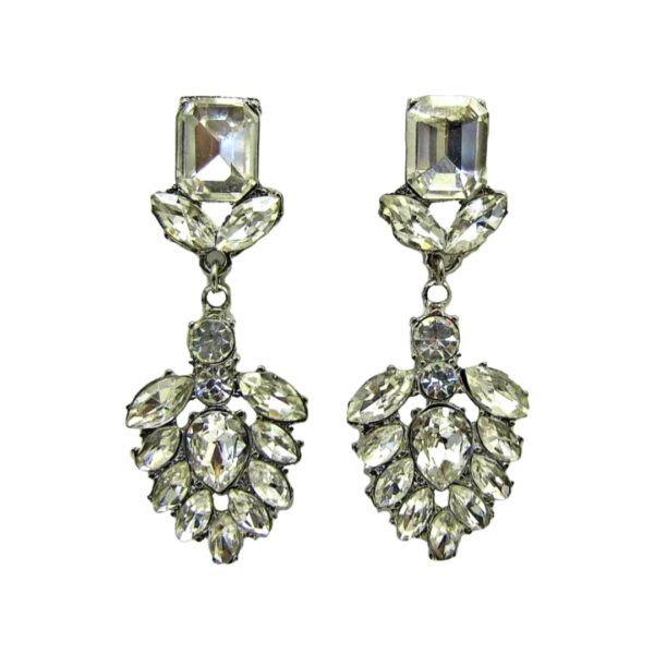 LONG CRYSTAL STATEMENT EARRINGS