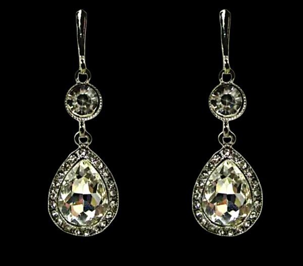 LONG CRYSTAL TEARDROP EARRINGS - Image 2