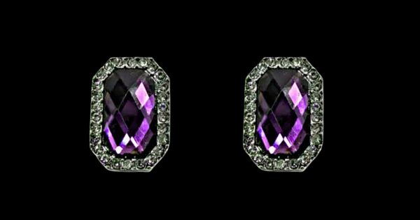 PURPLE AND CLEAR CRYSTAL EARRINGS - Image 2