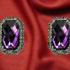 PURPLE AND CLEAR CRYSTAL EARRINGS - Image 4