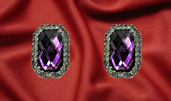 PURPLE AND CLEAR CRYSTAL EARRINGS - Image 4