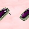 PURPLE AND CLEAR CRYSTAL EARRINGS - Image 7