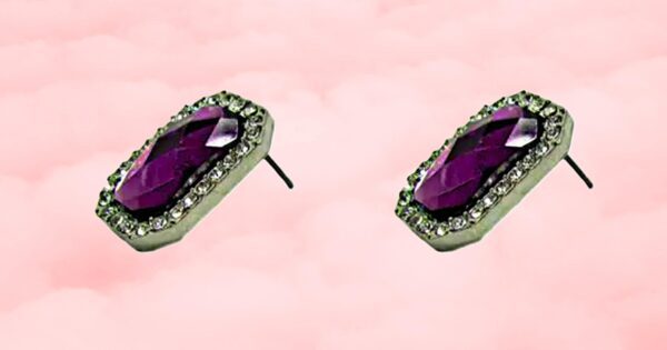 PURPLE AND CLEAR CRYSTAL EARRINGS - Image 7