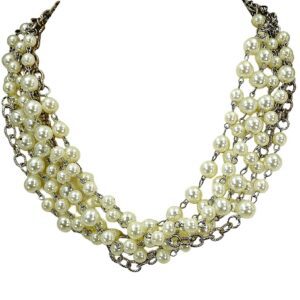 White Pearl Multi Strand Necklace