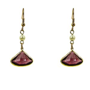 Purple Glass Pearl Drop Earrings