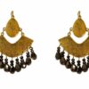 BURNISHED GOLD COLOR EARRING WITH GRAY GLASS BEADS - Image 9