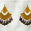 BURNISHED GOLD COLOR EARRING WITH GRAY GLASS BEADS - Image 7