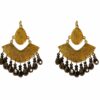 BURNISHED GOLD COLOR EARRING WITH GRAY GLASS BEADS