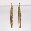 GOLD OVAL CRYSTAL HOOP EARRINGS - Image 4
